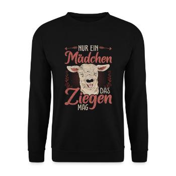 Nur ein Mädchen das Ziegen mag Bauer Tier Ziege - Unisex Pullover - Schwarz - Vorne - Alina (178cm) & Michal (187cm)