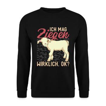 Tierliebhaber Bauernhof Tier Bauer Geschenk Ziege - Unisex Pullover - Schwarz - Vorne - Alina (178cm) & Michal (187cm)