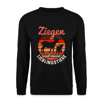 Ziegen sind meine Lieblingstiere Bauer Retro Ziege - Unisex Pullover - Schwarz - Vorne - Alina (178cm) & Michal (187cm)
