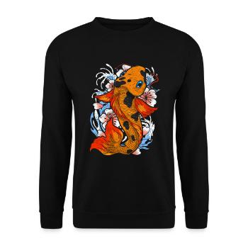 Koi Fischzucht Geschenk Farbenfrohes Koi Karpfen - Unisex Pullover - Schwarz - Vorne - Alina (178cm) & Michal (187cm)
