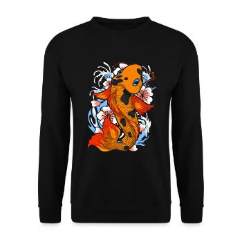Koi Karpfen - Unisex Pullover - Schwarz - Vorne - Alina (178cm) & Michal (187cm)