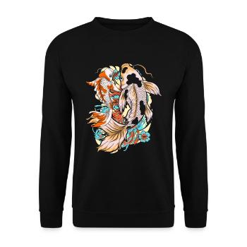 Japanische Koi Fischzucht Geschenk Koi Karpfen - Unisex Pullover - Schwarz - Vorne - Alina (178cm) & Michal (187cm)