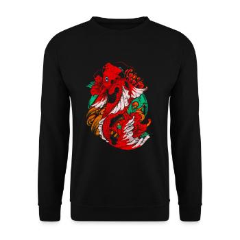 Koi Karpfen - Unisex Pullover - Schwarz - Vorne - Alina (178cm) & Michal (187cm)