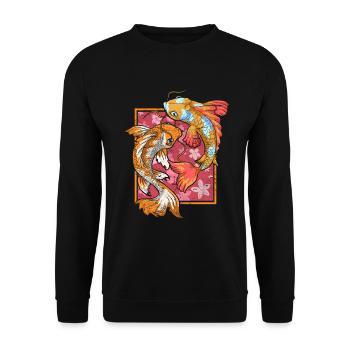 Sakura Fischzüchter Geschenk Japan Koi Karpfen - Unisex Pullover - Schwarz - Vorne - Alina (178cm) & Michal (187cm)