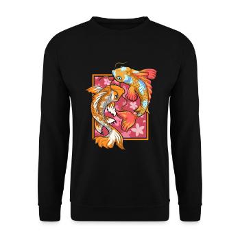 Japan Nishikigoi Sakura Gift Cherry Blossom Koi - Unisex Sweatshirt - black - Front - Alina (178cm) & Michal (187cm)