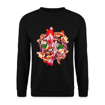 Japanischer Fischzüchter Nishikigoi Koi Karpfen - Unisex Pullover - Schwarz - Vorne - Alina (178cm) & Michal (187cm)