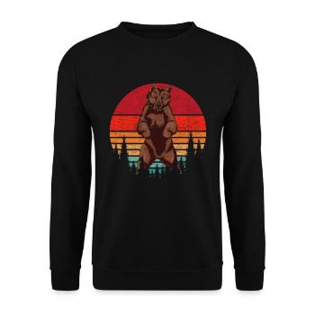 Retro Grizzly Bear Forest Animal Brown Bear Gift Bear - Unisex Sweatshirt - black - Front - Alina (178cm) & Michal (187cm)