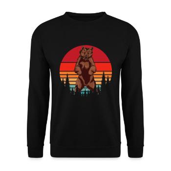 Braunbär Wald Tier Grizzly Bär Geschenk Retro Bär - Unisex Pullover - Schwarz - Vorne - Alina (178cm) & Michal (187cm)