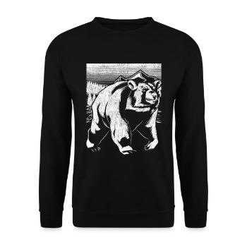 Animal Lover Forest Dweller Forest Animal Gift Bear - Unisex Sweatshirt - black - Front - Alina (178cm) & Michal (187cm)