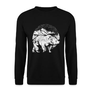 Nature Mountains Grizzly Bear Woodland Animal Gift Bear - Unisex Sweatshirt - black - Front - Alina (178cm) & Michal (187cm)