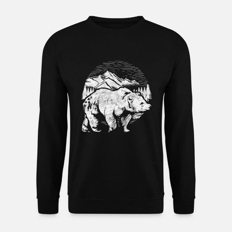 Natur Berge Grizzly Bär Wald Tier Geschenk Bär - Unisex Pullover - Schwarz