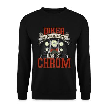Biker werden nicht grau das ist Chrom Motorrad - Unisex Pullover - Schwarz - Vorne - Alina (178cm) & Michal (187cm)