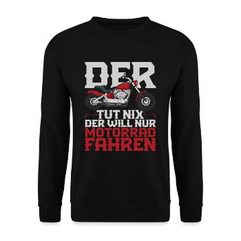 Motorradfahrer Biker Geschenk Lustiges Motorrad - Unisex Pullover - Schwarz - Vorne - Alina (178cm) & Michal (187cm)