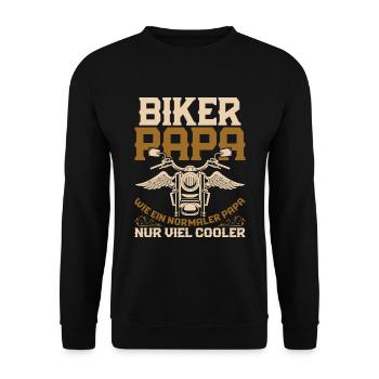 Motorradfahrer Papa Vatertag Geschenk Biker - Unisex Pullover - Schwarz - Vorne - Alina (178cm) & Michal (187cm)