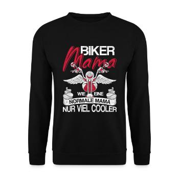 Biker Mama wie eine normale Mama nur cooler Mama - Unisex Pullover - Schwarz - Vorne - Alina (178cm) & Michal (187cm)