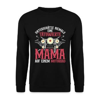 Tattoo Mama Motorrad Muttertag Geschenk Biker - Unisex Pullover - Schwarz - Vorne - Alina (178cm) & Michal (187cm)