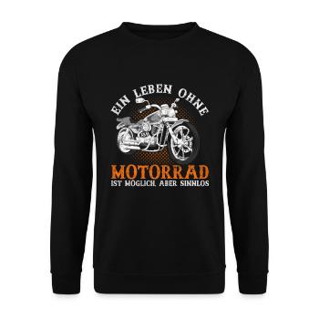 Ein Leben ohne Motorrad ist möglich aber sinnlos - Unisex Pullover - Schwarz - Vorne - Alina (178cm) & Michal (187cm)