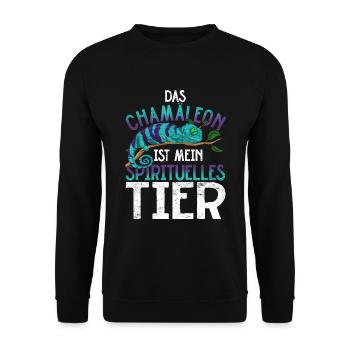 Chamäleons sind mein spirituelles Tier Chamäleon - Unisex Pullover - Schwarz - Vorne - Alina (178cm) & Michal (187cm)