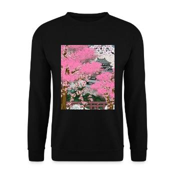 Japan Sakura Tree Gift Japanese Cherry Blossoms - Unisex Sweatshirt - black - Front - Alina (178cm) & Michal (187cm)
