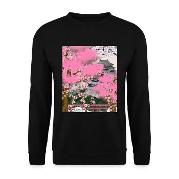 Japon Cadeau de fleur de cerisier japonais Sakura - Sweat-shirt Unisexe - noir - Devant - Alina (178cm) & Michal (187cm)