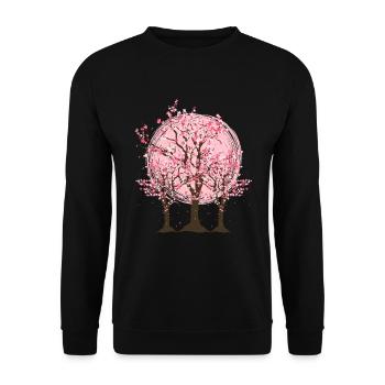 Japanese Cherry Blossom Tree Gift Japan Sakura - Unisex Sweatshirt - black - Front - Alina (178cm) & Michal (187cm)