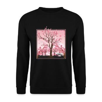 Japanese Aesthetics Cherry Blossom Gift Sakura - Unisex Sweatshirt - black - Front - Alina (178cm) & Michal (187cm)