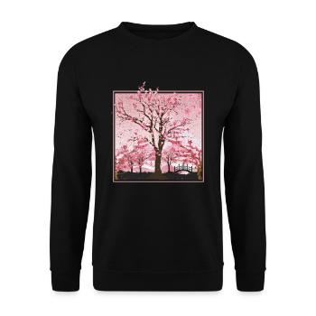 Japanese Cherry Blossom Gift Japan Sakura - Unisex Sweatshirt - black - Front - Alina (178cm) & Michal (187cm)