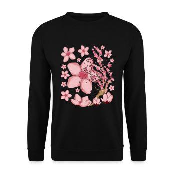 Idée cadeau Sakura japonaise Fleurs de cerisier - Sweat-shirt Unisexe - noir - Devant - Alina (178cm) & Michal (187cm)