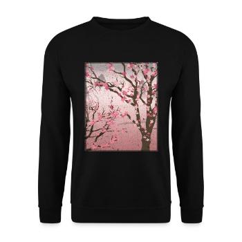 Japan Sakura Gift Idea of Japanese Cherry Blossoms - Unisex Sweatshirt - black - Front - Alina (178cm) & Michal (187cm)