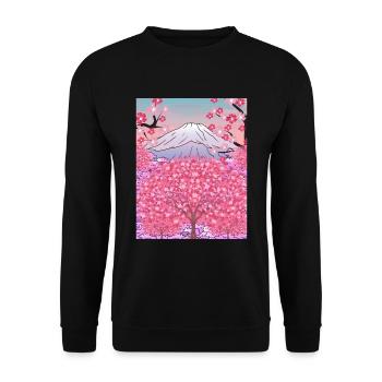 Japanese Nature Sakura Gift Mountain Cherry Blossoms - Unisex Sweatshirt - black - Front - Alina (178cm) & Michal (187cm)