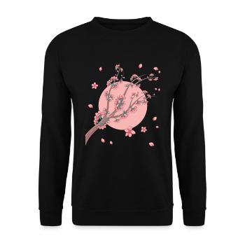 Japanese Moon Sakura Gift Cherry Blossoms - Unisex Sweatshirt - black - Front - Alina (178cm) & Michal (187cm)