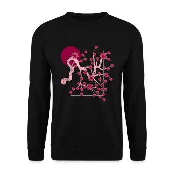 Culture japonaise Sakura Moon Cadeau Fleur de Cerisier - Sweat-shirt Unisexe - noir - Devant - Alina (178cm) & Michal (187cm)