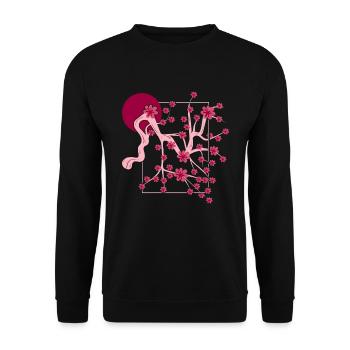 Fleur de cerisier du Japon Cadeau Lune Japonaise Sakura - Sweat-shirt Unisexe - noir - Devant - Alina (178cm) & Michal (187cm)