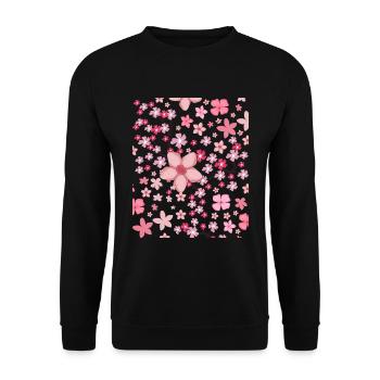 Cherry Blossom Pattern Gift Japanese Sakura - Unisex Sweatshirt - black - Front - Alina (178cm) & Michal (187cm)