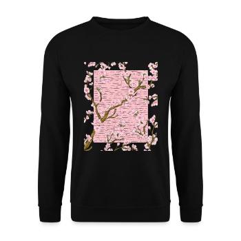 Japanese Cherry Blossom Gift Japan Sakura - Unisex Sweatshirt - black - Front - Alina (178cm) & Michal (187cm)