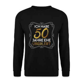 Goldene Hochzeit 50 Jahre Lustiges Geschenk Heirat - Unisex Pullover - Schwarz - Vorne - Alina (178cm) & Michal (187cm)