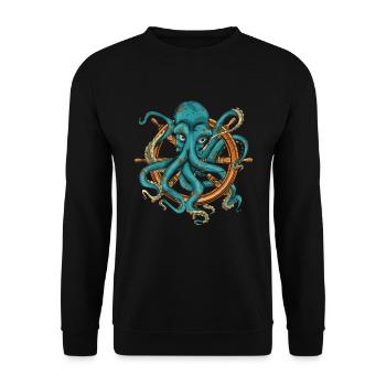 Oktopus Meeresbewohner Ozean Tier Geschenk Kraken - Unisex Pullover - Schwarz - Vorne - Alina (178cm) & Michal (187cm)