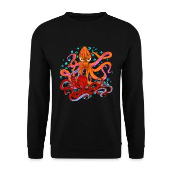 Octopus Ocean Animal Lover Gift Octopus - Unisex Sweatshirt - black - Front - Alina (178cm) & Michal (187cm)