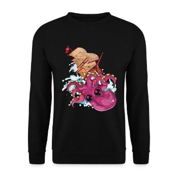 Oktopus Schiff Meeresbewohner Geschenk Kraken - Unisex Pullover - Schwarz - Vorne - Alina (178cm) & Michal (187cm)