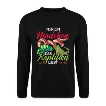 Waran Chamäleon Schlange Mädchen Geschenk Reptil - Unisex Pullover - Schwarz - Vorne - Alina (178cm) & Michal (187cm)