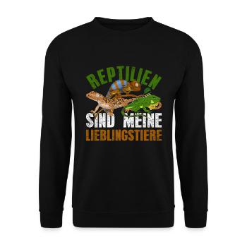 Reptilien sind meine Lieblingstiere Reptil - Unisex Pullover - Schwarz - Vorne - Alina (178cm) & Michal (187cm)