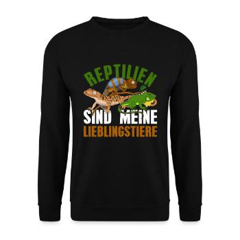 Waran Gecko Chamäleon Geschenk Lustiges Reptil - Unisex Pullover - Schwarz - Vorne - Alina (178cm) & Michal (187cm)