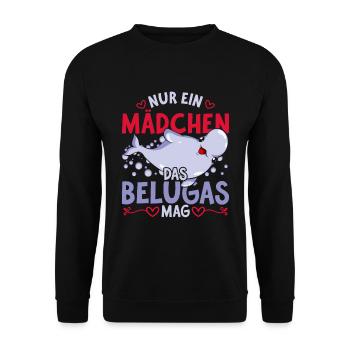 Beluga Ozean Tier Mädchen Geschenk Beluga Wal - Unisex Pullover - Schwarz - Vorne - Alina (178cm) & Michal (187cm)