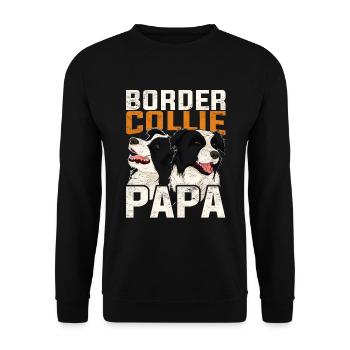 Border Collie Papa Vatertag Geschenk Border Collie - Unisex Pullover - Schwarz - Vorne - Alina (178cm) & Michal (187cm)