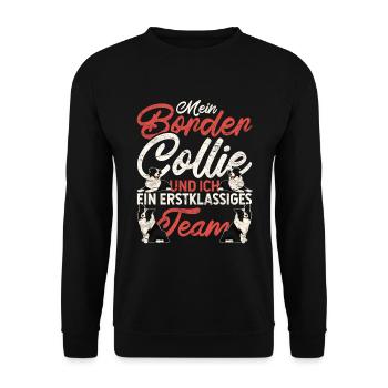 Mein Border Collie und ich Lustiges Border Collie - Unisex Pullover - Schwarz - Vorne - Alina (178cm) & Michal (187cm)