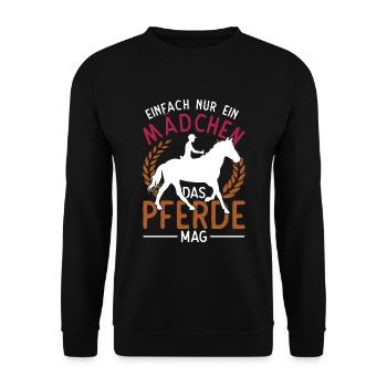 Pferdeliebhaberin Reiterin Mädchen Geschenk Pferd - Unisex Pullover - Schwarz - Vorne - Alina (178cm) & Michal (187cm)