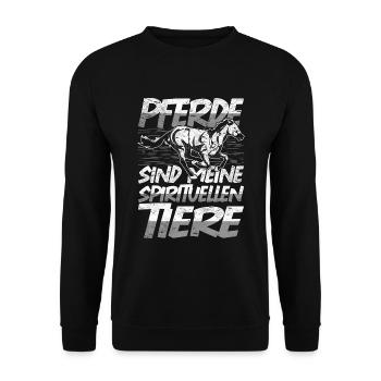 Pferde sind meine spirituellen Tiere Reiter Pferd - Unisex Pullover - Schwarz - Vorne - Alina (178cm) & Michal (187cm)