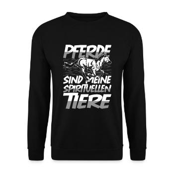 Pferdesport Reiterhof Pferde Reiten Geschenk Pferd - Unisex Pullover - Schwarz - Vorne - Alina (178cm) & Michal (187cm)