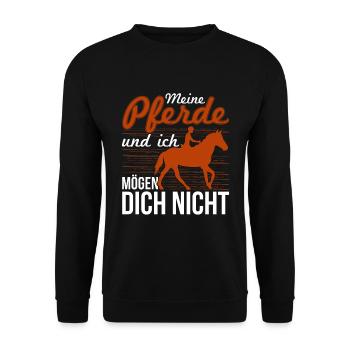 Pferdeliebhaberin Pferdesport Geschenk Pferd - Unisex Pullover - Schwarz - Vorne - Alina (178cm) & Michal (187cm)