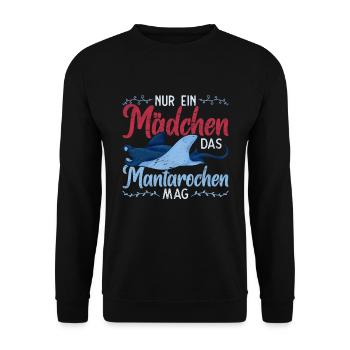 Nur ein Mädchen das Mantarochen mag Mantarochen - Unisex Pullover - Schwarz - Vorne - Alina (178cm) & Michal (187cm)